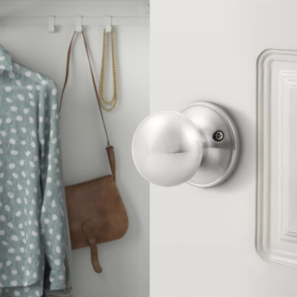 GOBEKOR 2 Pack Single Dummy Door Knobs Brushed Nickel Interior Dummy Knobs fo...