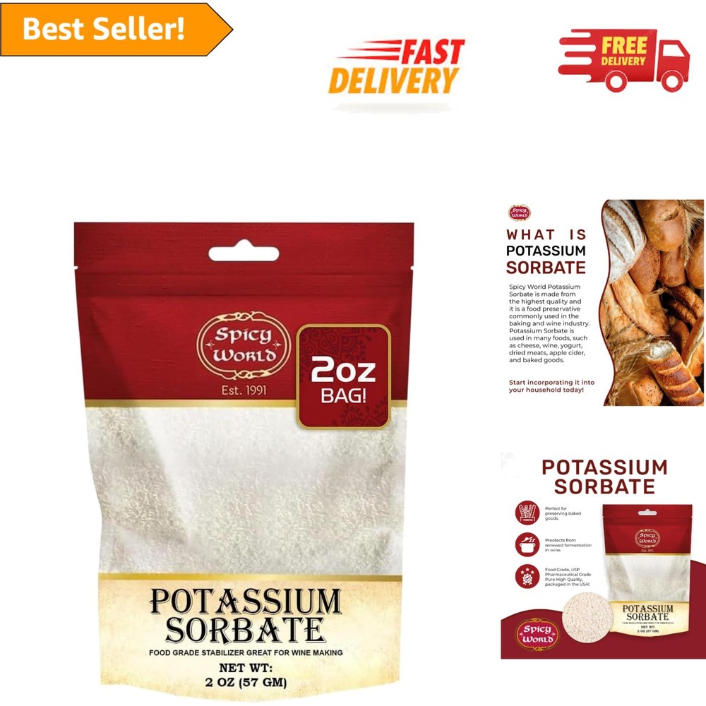 2 Oz High-Quality Potassium Sorbate - Ideal for Food Preservation and Cooking