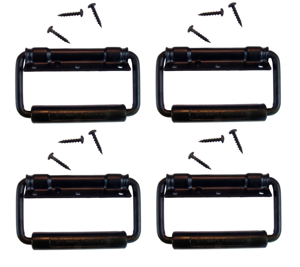 (4 PACK) PENN ELCOM 2356BK Surface Mount Spring Loaded Handle w/Screws - BLACK