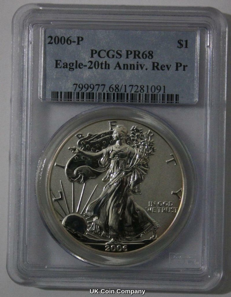 2006 america reverse silver proof liberty eagle one dollar coin graded certified