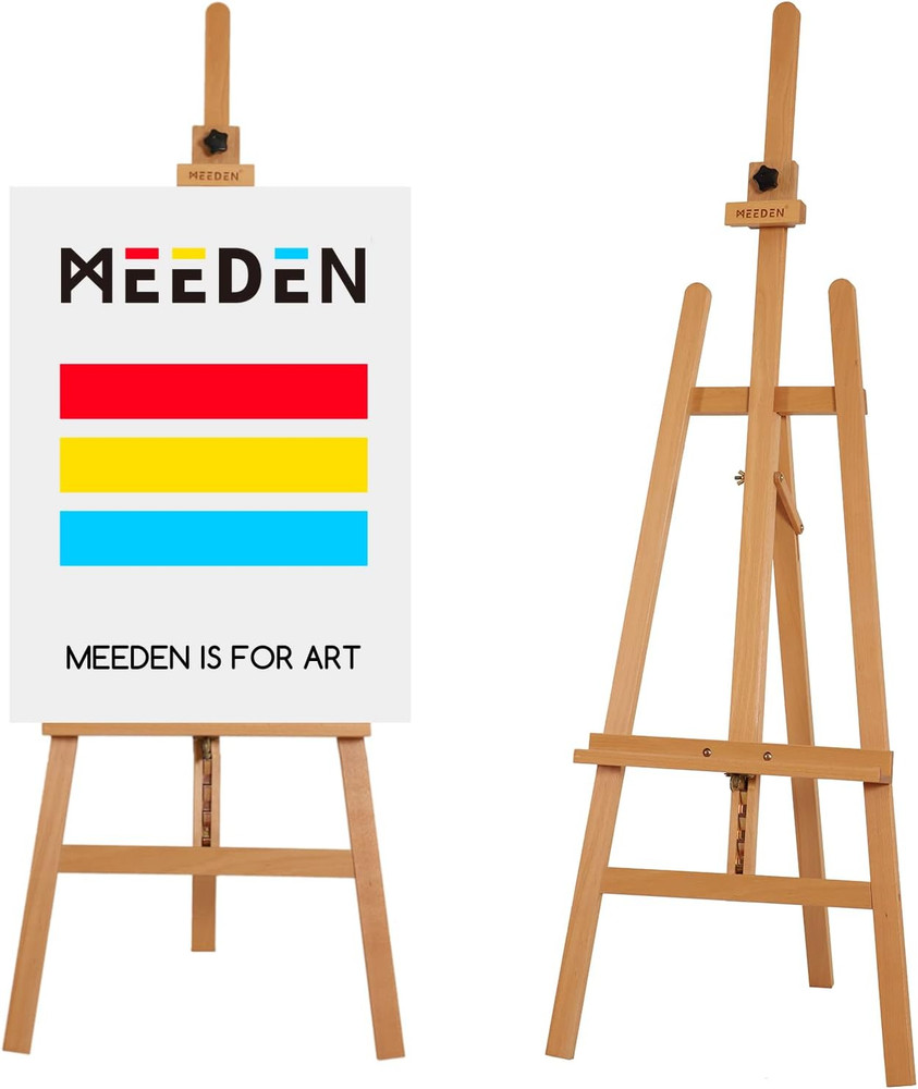 Adjustable Wooden Easel Stand for Painting, Solid Beech, Holds 43" Canvas
