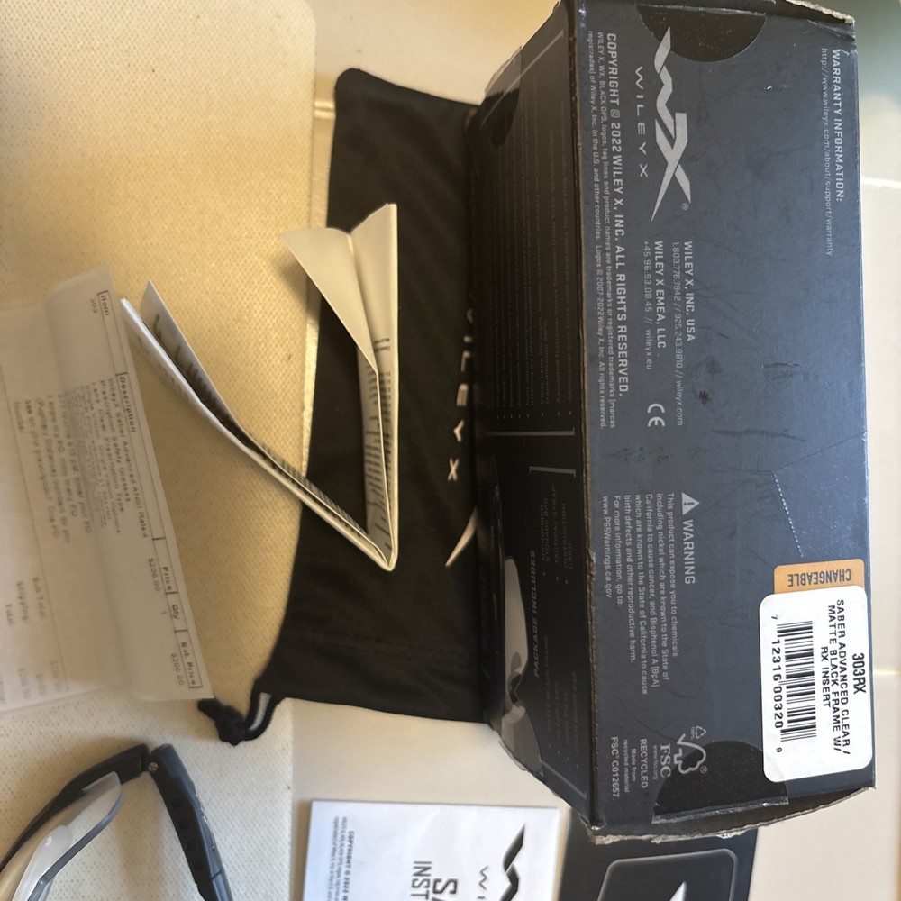 Wiley X Saber Advanced Clear Matte Black Frame With Rx Insert