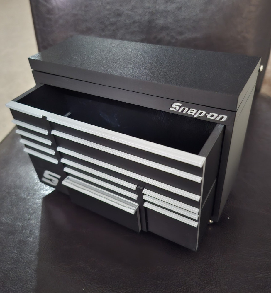 Snap-On Mini High Quality 3D Printed Toolbox (Black) (Silver)