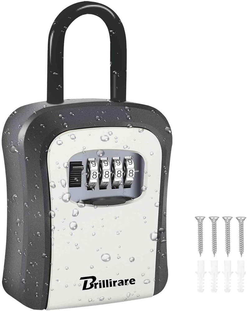 Key Lock Box, Waterproof 4 Digits Combination Lockbox with Removable Shackle, Wa