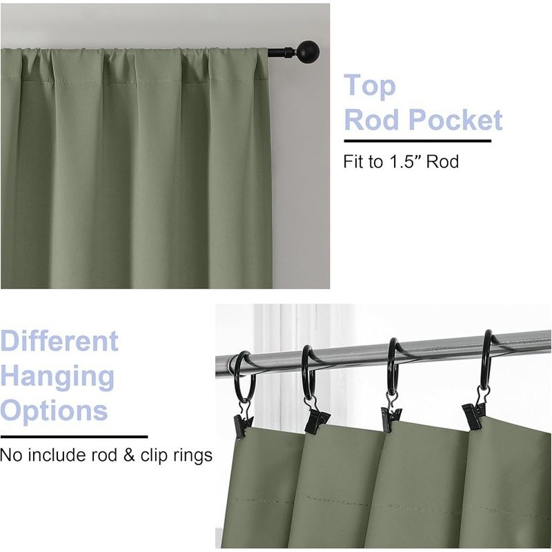 Short Blackout Curtains Pair 2 Panels Light Blocking Energy Saving Easy Care New