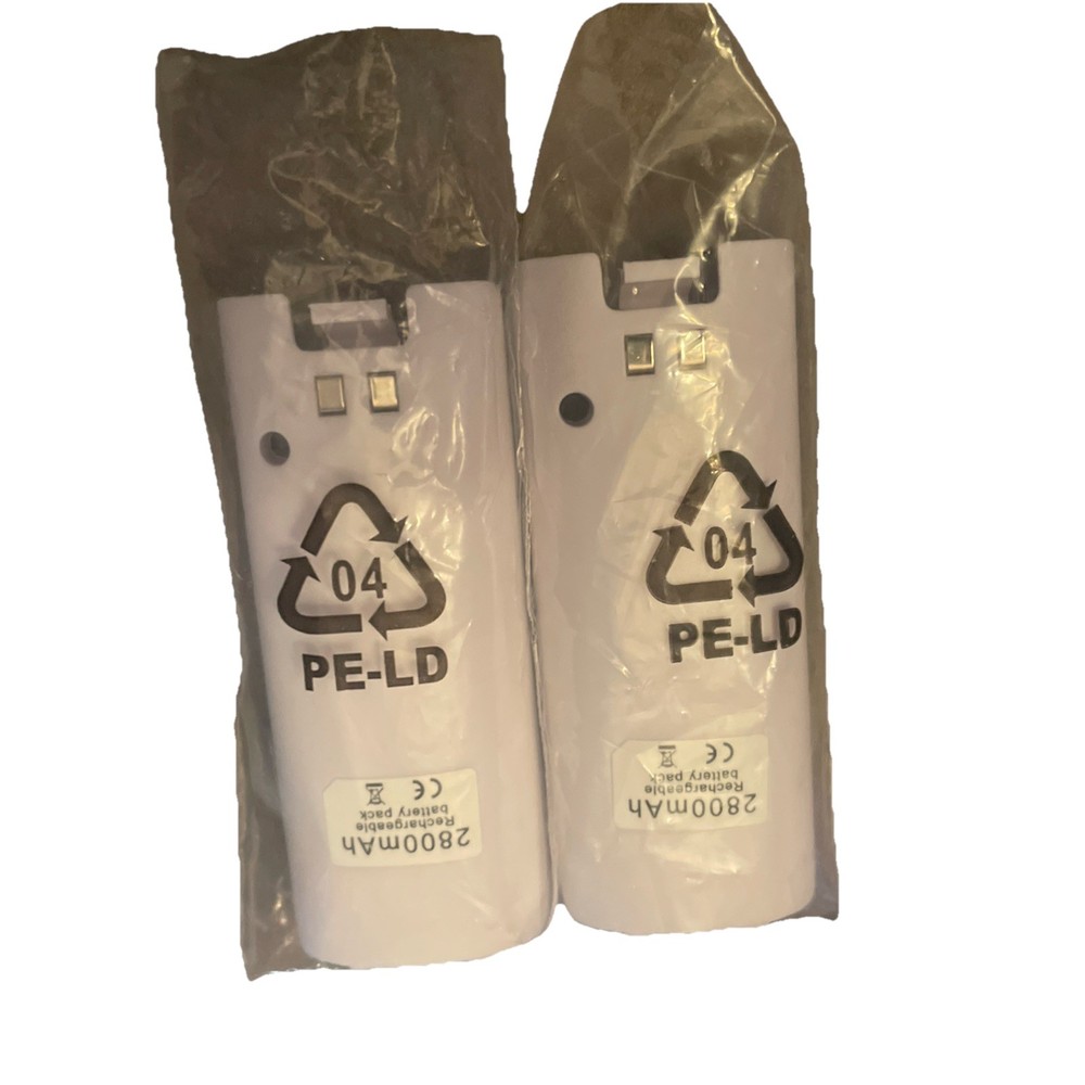 2 Pack 2800 mah Rechargeable Batteries for Wii Remote Controller (White)