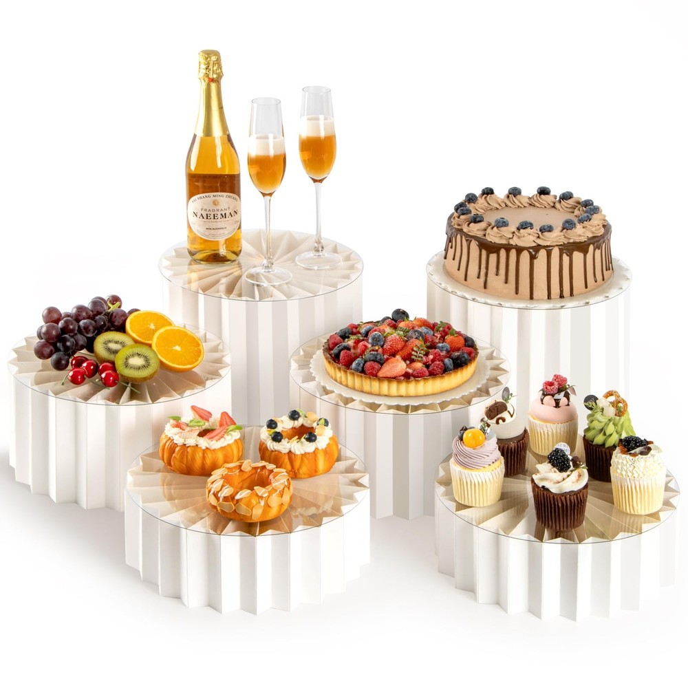 6 Pack Buffet Risers, Foldable Food Display Risers for Party, Display Stands ...