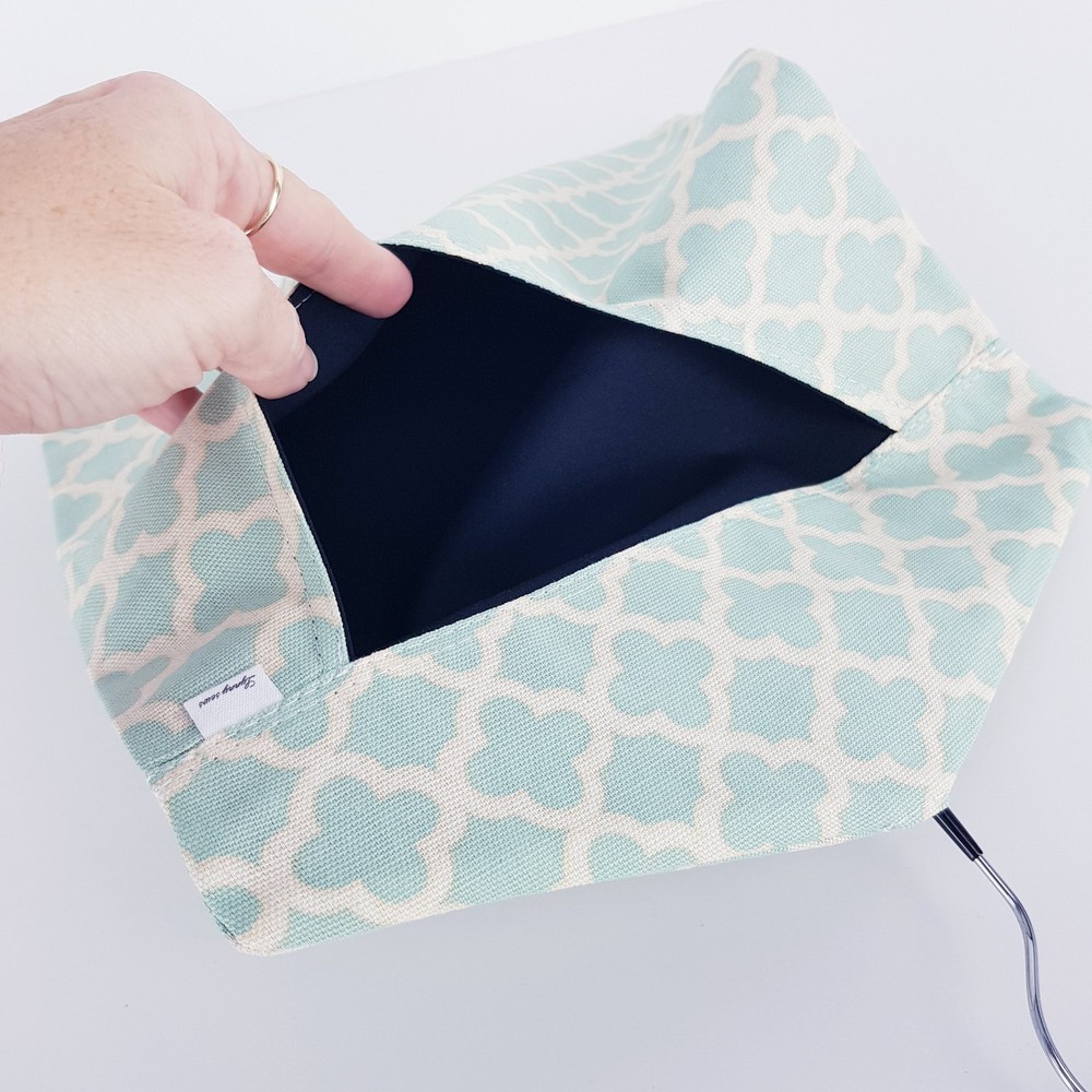 Peg Bag Handmade Green Cream Patterned Lined Laundry Clothes Peg Holder