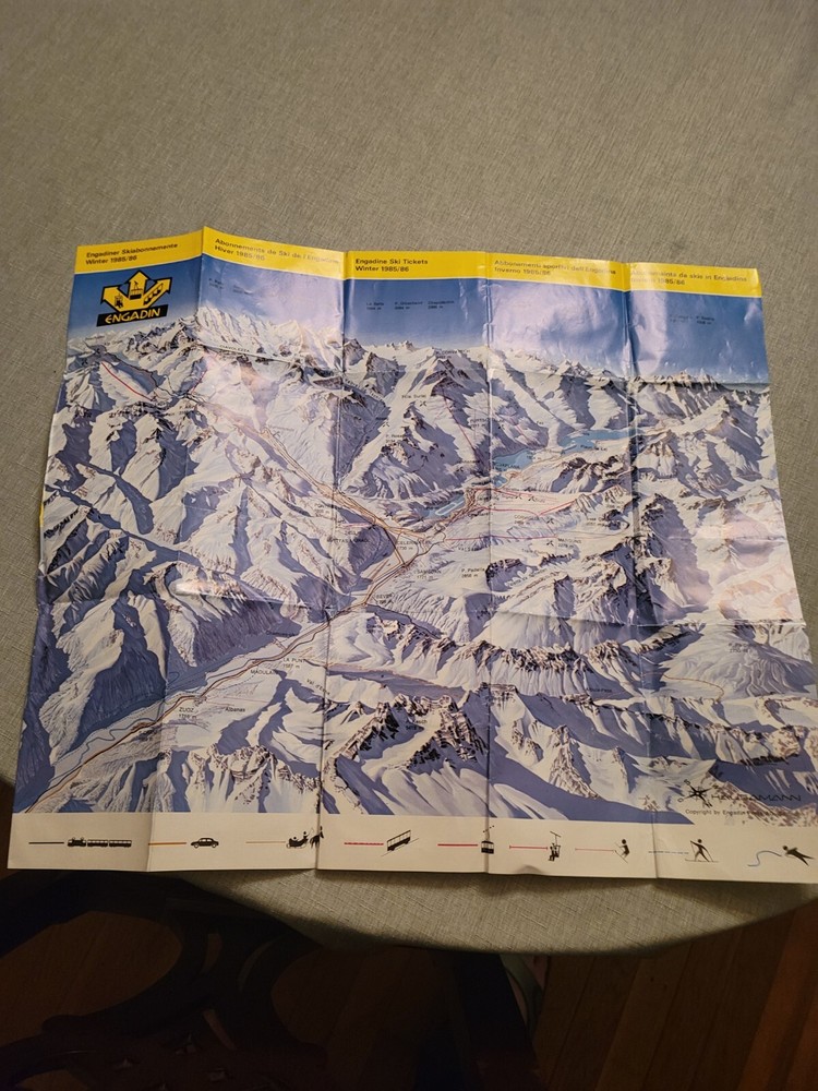 Engadin Ski Map Winter 1985/86 Used, Good.