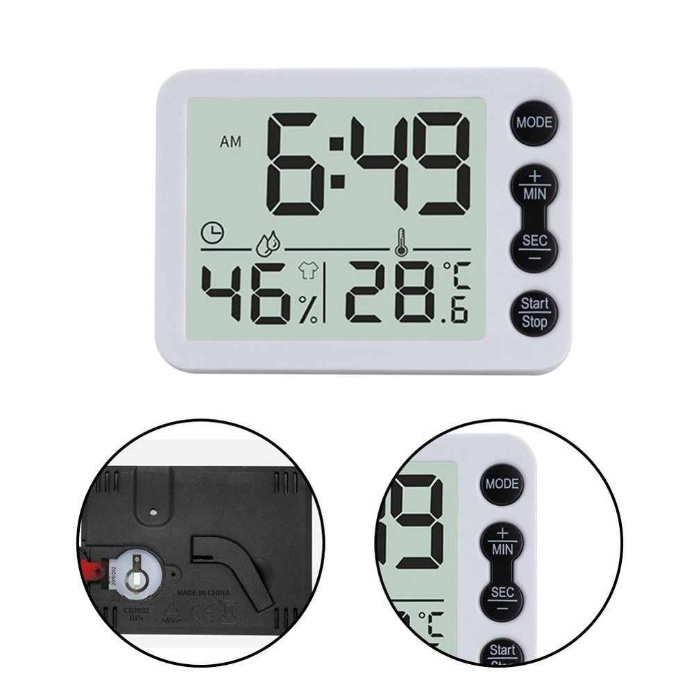 Small Mini Travel Clock with LCD Display Temperature and Battery Powered