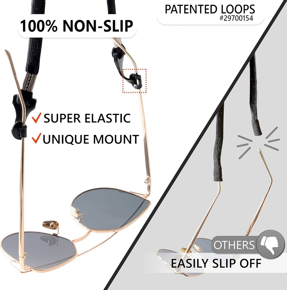 Versatile Eyewear Retainers: Classic Black Adjustable Strap for Men & Women
