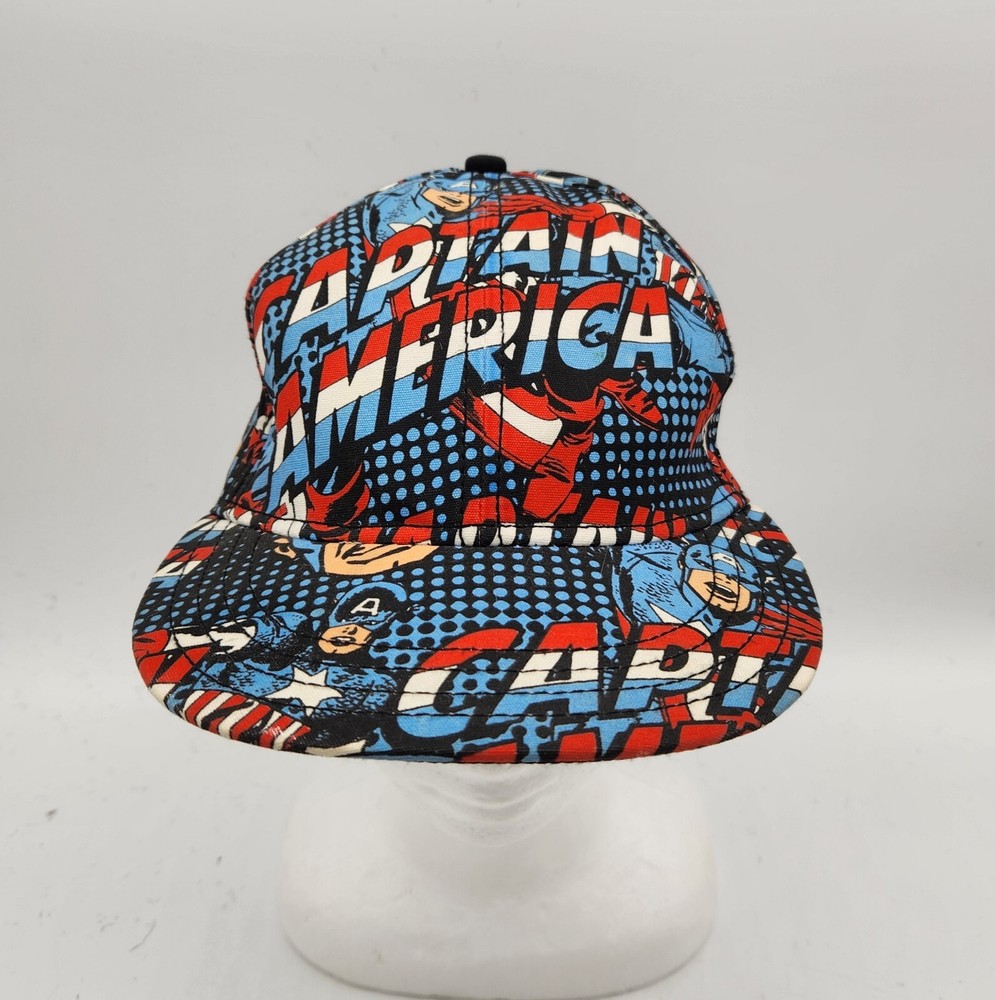 Captain America Cap All Over Print Hat Cap 2009 Marvel Comics Fitted S/M