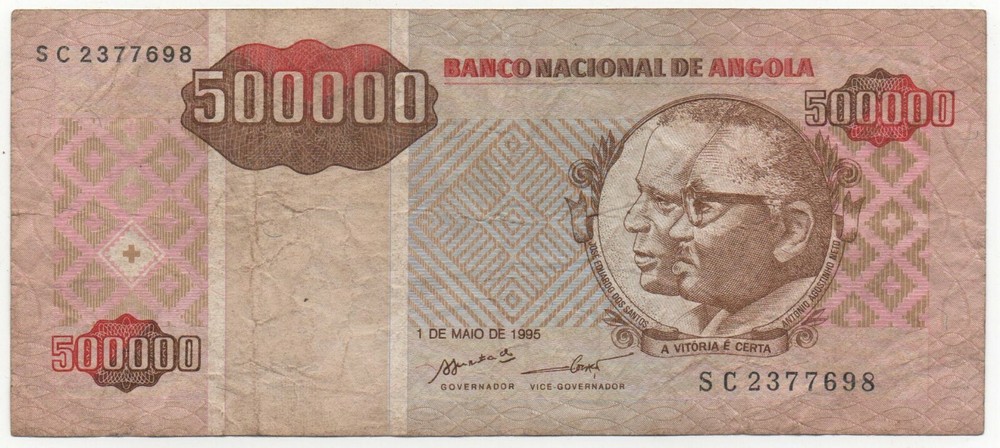 ANGOLA 500000 KWANZAS 1995 PICK 140 LOOK SCANS