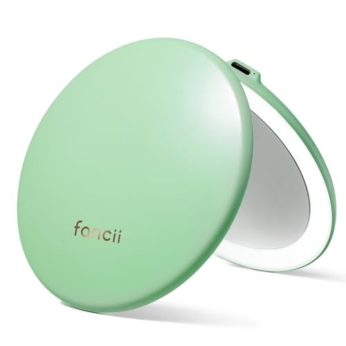 Taylor LED Lighted Compact Makeup Mirror, Rechargeable, 10x /1x Mint Green