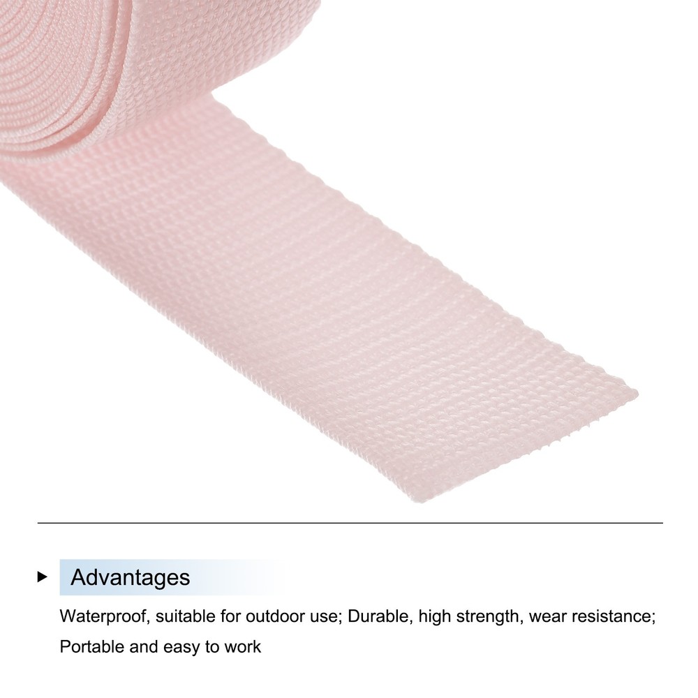 Lightweight Polypropylene Webbing Strap 3.8cm 10 Yard Pale Pink