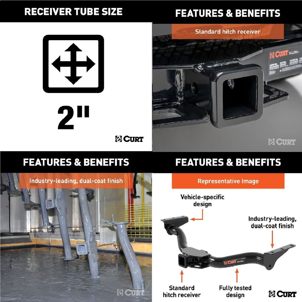 Curt Class 3 Trailer Hitch Tow Package w/ 2" Ball Diameter for Transit Connect