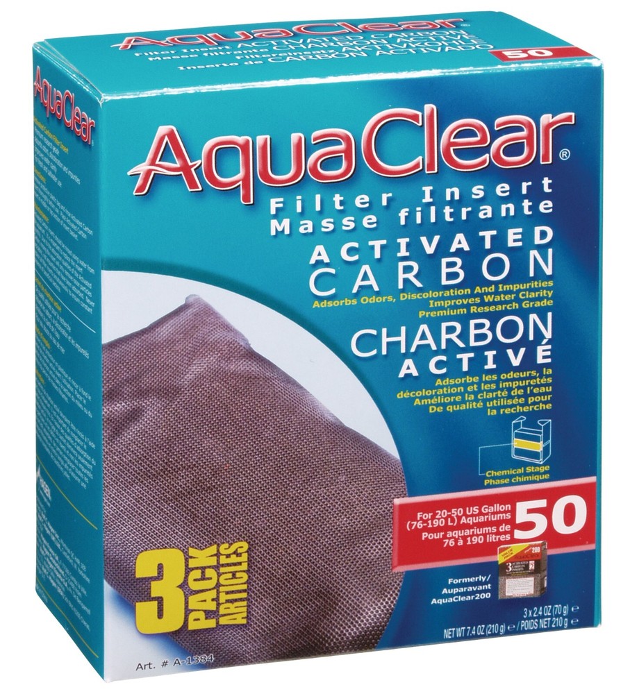 AquaClear Filter Insert ACTIVATED CARBON - 50 HAGEN  # A-1384  ( 3 PACK )