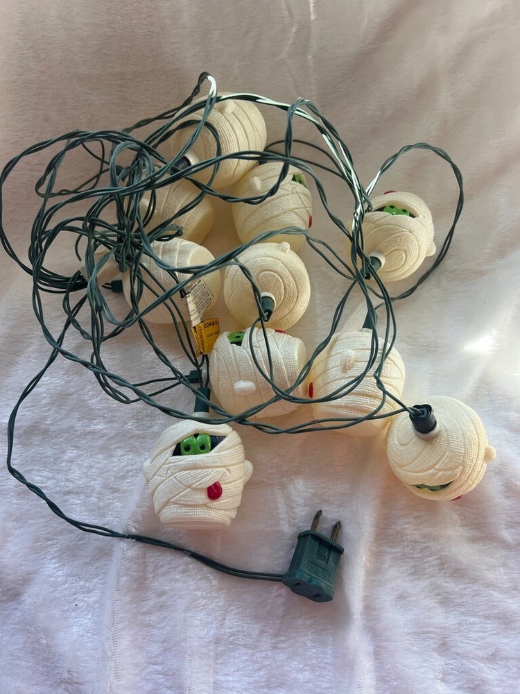 Vintage Mummies Light String Halloween Decor MCM Mummy Working Cute