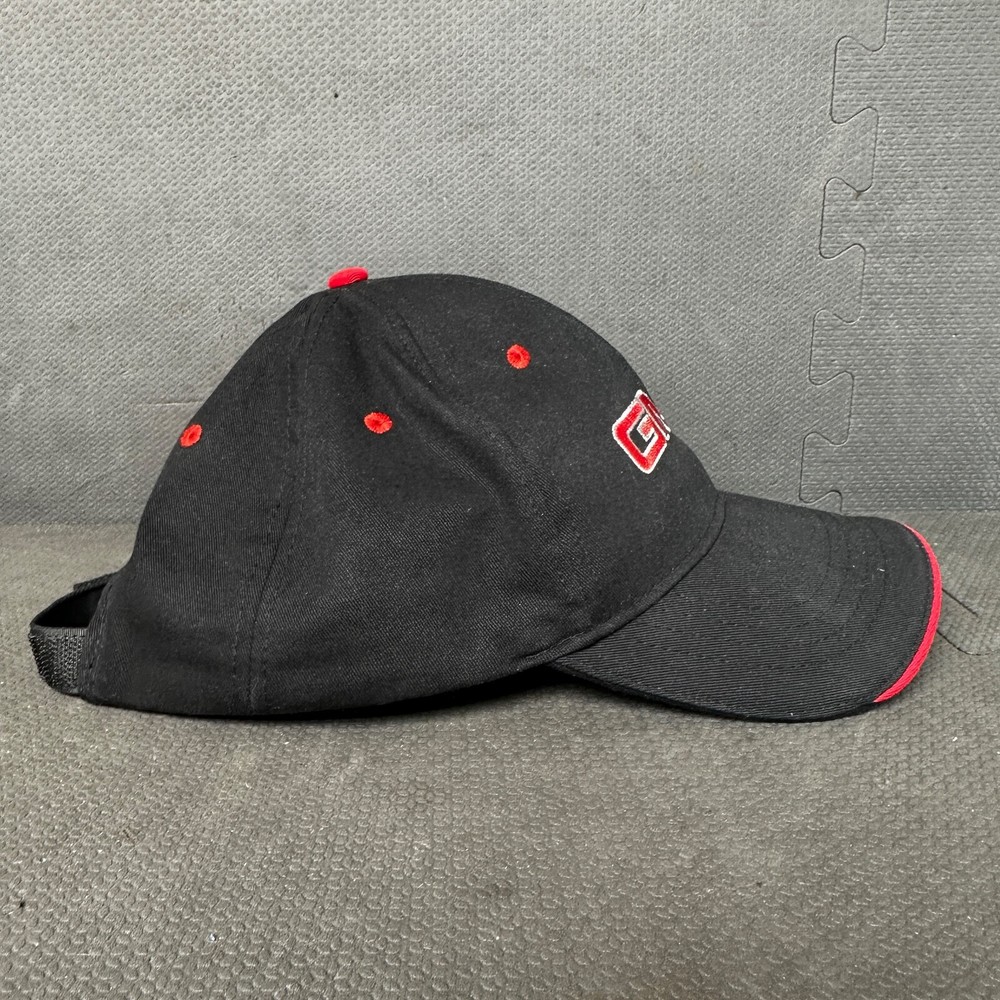 GMC Hat Cap Black Red Trim Letters Hook Loop Tall One Size