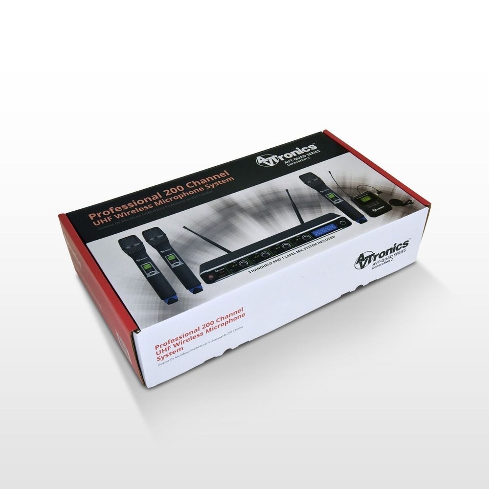 AVTronics Professional 200 Channel UHF 3 Handheld Microphone, 1 Beltpack +Lapel