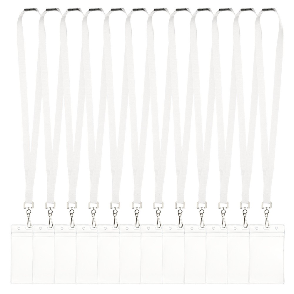 12Pack Lanyards for ID Badges, Lanyards for Keys, White