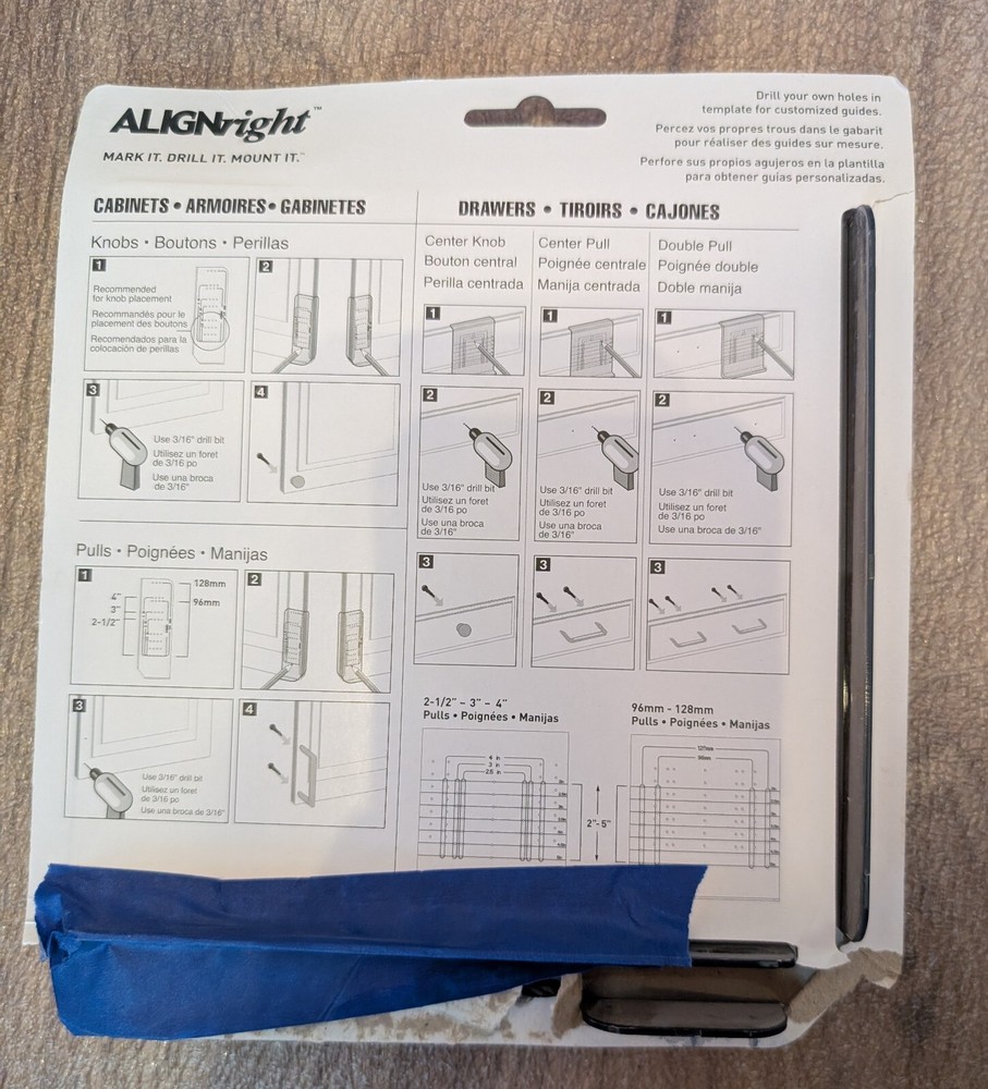 Liberty AlignRight Mark Drill Mount it HOLE Template guides for cabinet knobs