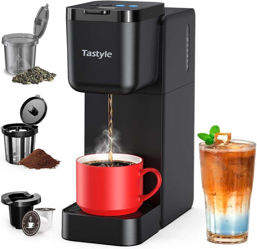 Versatile Coffee Maker for K-Cups and Tea - Compact, Splash-proof, 4 Brew Styles