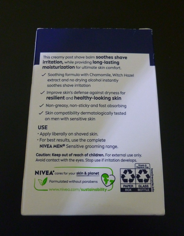 NIVEA Men Post Shave Balm Sensitive Chamomile Vitamin E 3.3 fl oz (100 ml) New