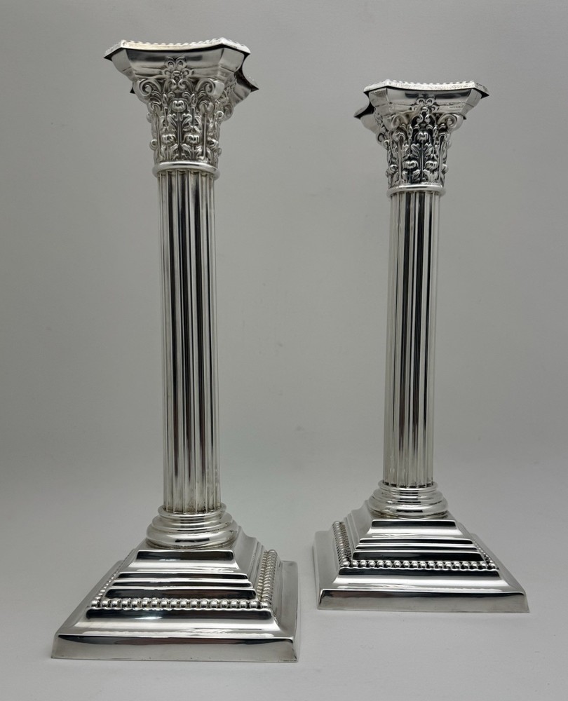 GORHAM 3207 ANTIQUE CANDLESTICKS NEOCLASSICAL COLUMN AMERICAN STERLING SILVER