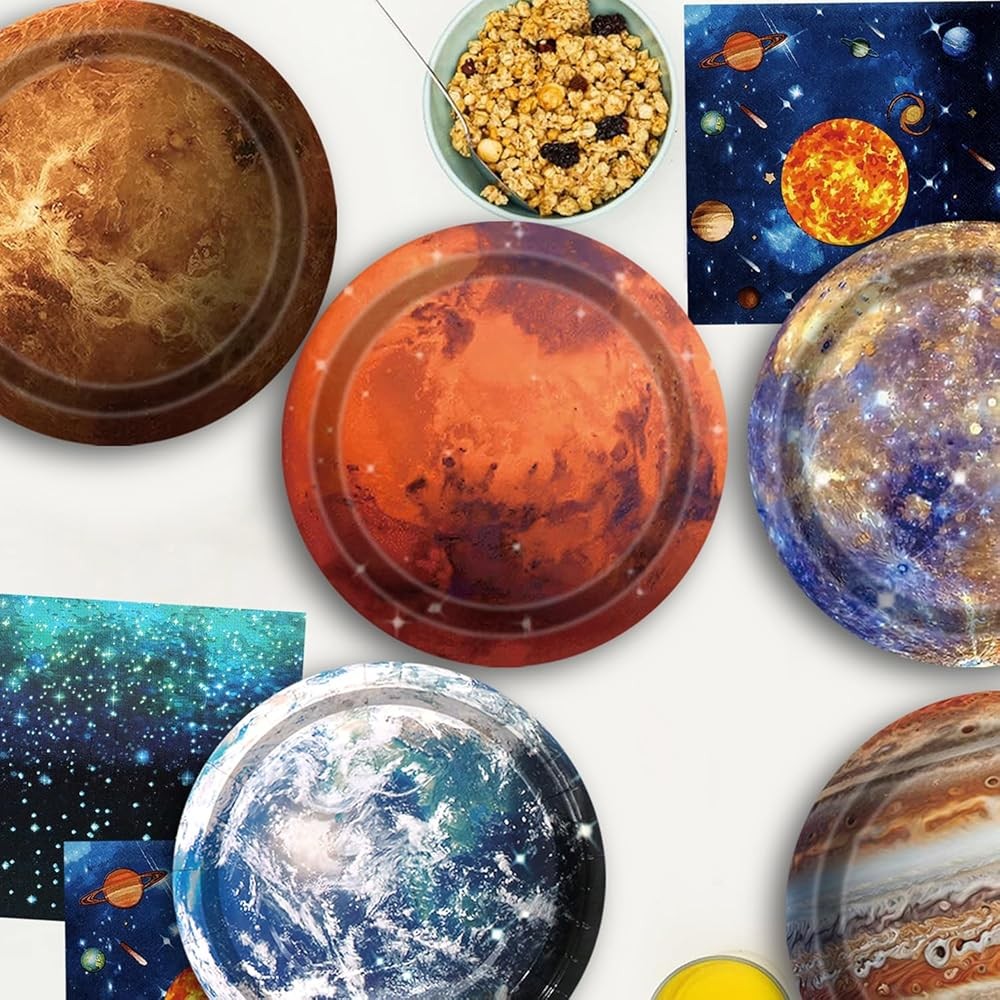 Space Theme Party Decorats Galaxy Planet Outer Space Disposable Plates