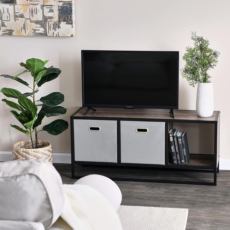 Flexible TV Stand W/ Storage Multi Cube Compartments Coffee Table LP Records New