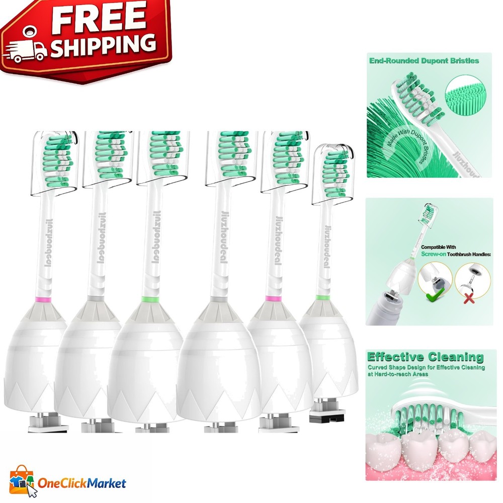 6 Pack Philips Sonicare E-Series Replacement Heads - Advanced Bristle Comfort