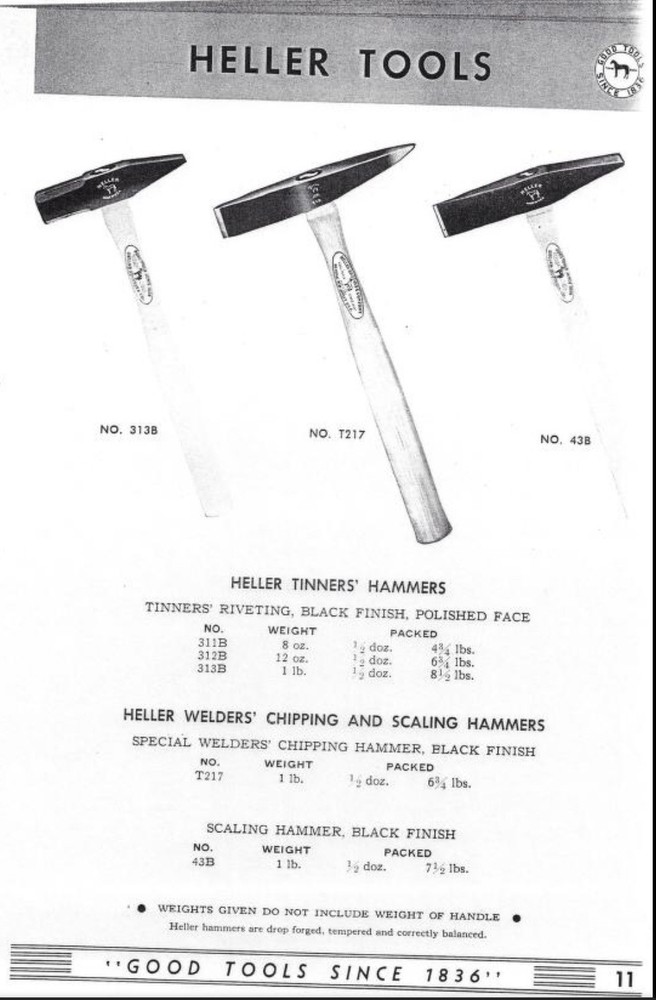 Vintage Heller Tools Scaling Hammer. Model 43b. USA