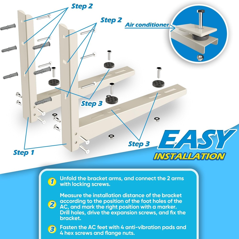 Mini Split AC Bracket: Folding Wall Mount for Ductless Mini Split AC/ Heating...