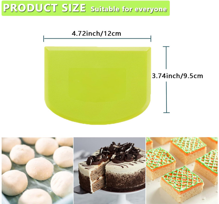 2 PCS Plastic Dough Scraper Bowl Scraper, Food-Grade Bench Scraper, White+ Green