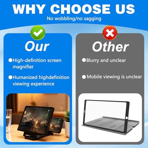 12" Big Screen Phone Magnifier—3D HD Foldable—Foldable