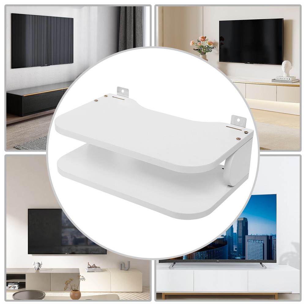 TV Component Holder 2-Tier Wall Mount/Tabletop Floating Shelf Set-top Box Shelf