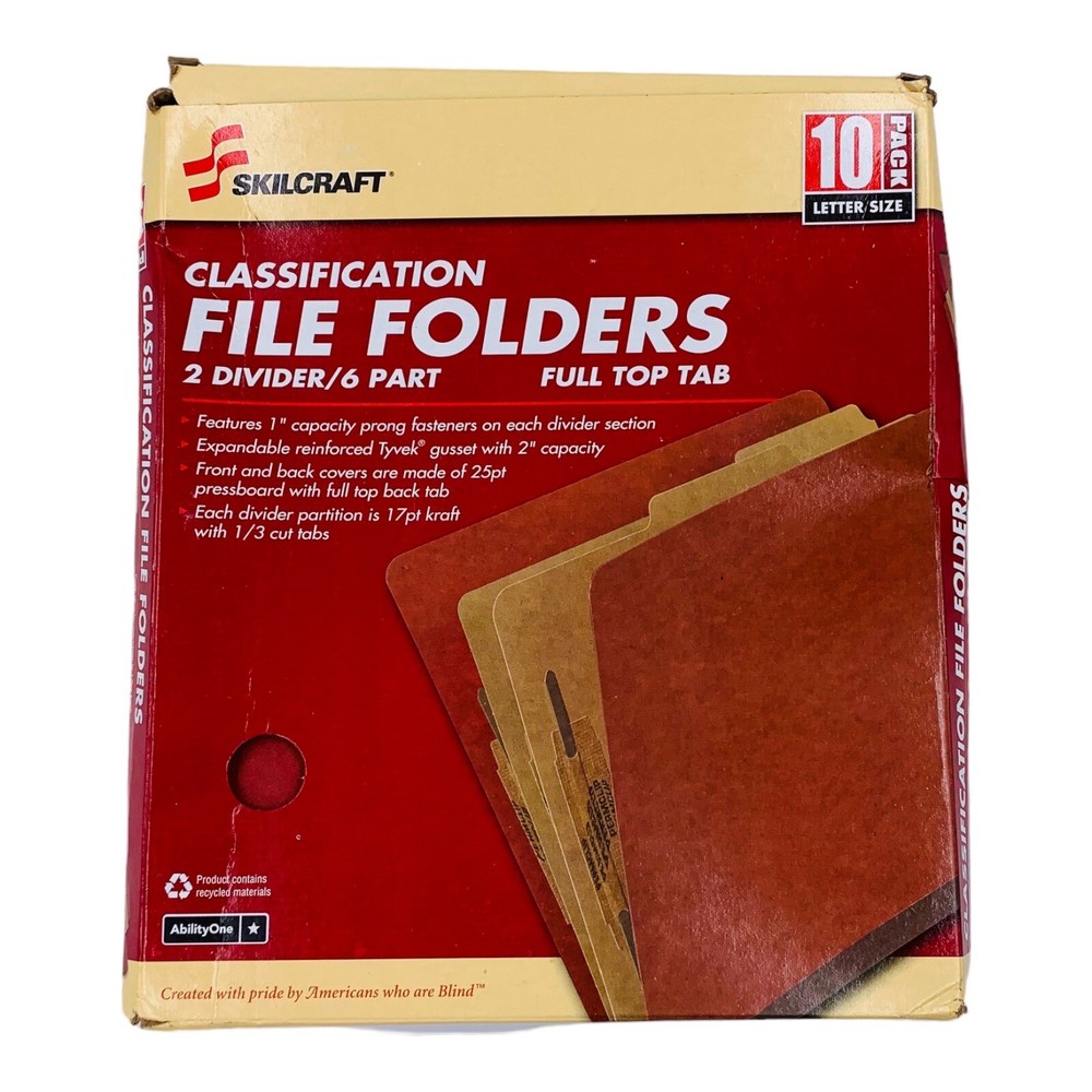 10 Folders Letter Size 6 Section Classification Folder Full Top Tab Earth Red