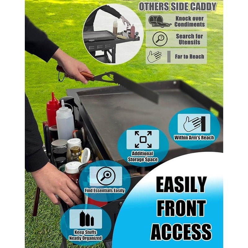 36 Inch Griddle Caddy Organizer Tool Storage Magnetic Bars Condiment Basket New