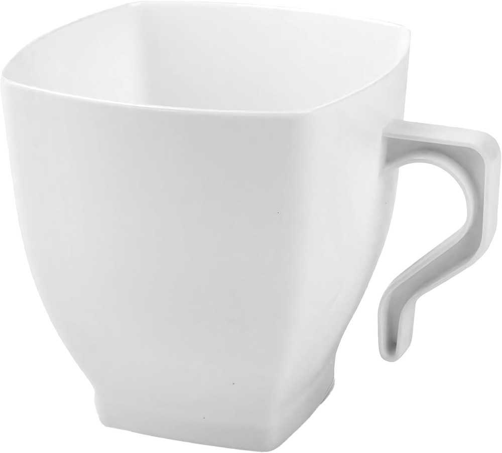 12 Pack Square Mini Plastic Coffee Tea Cups 2oz Elegant Disposable White