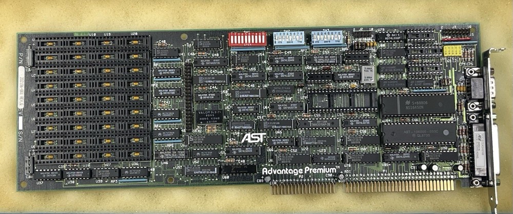 Vintage AST Advantage 16 bit ISA memory adapter board ST931