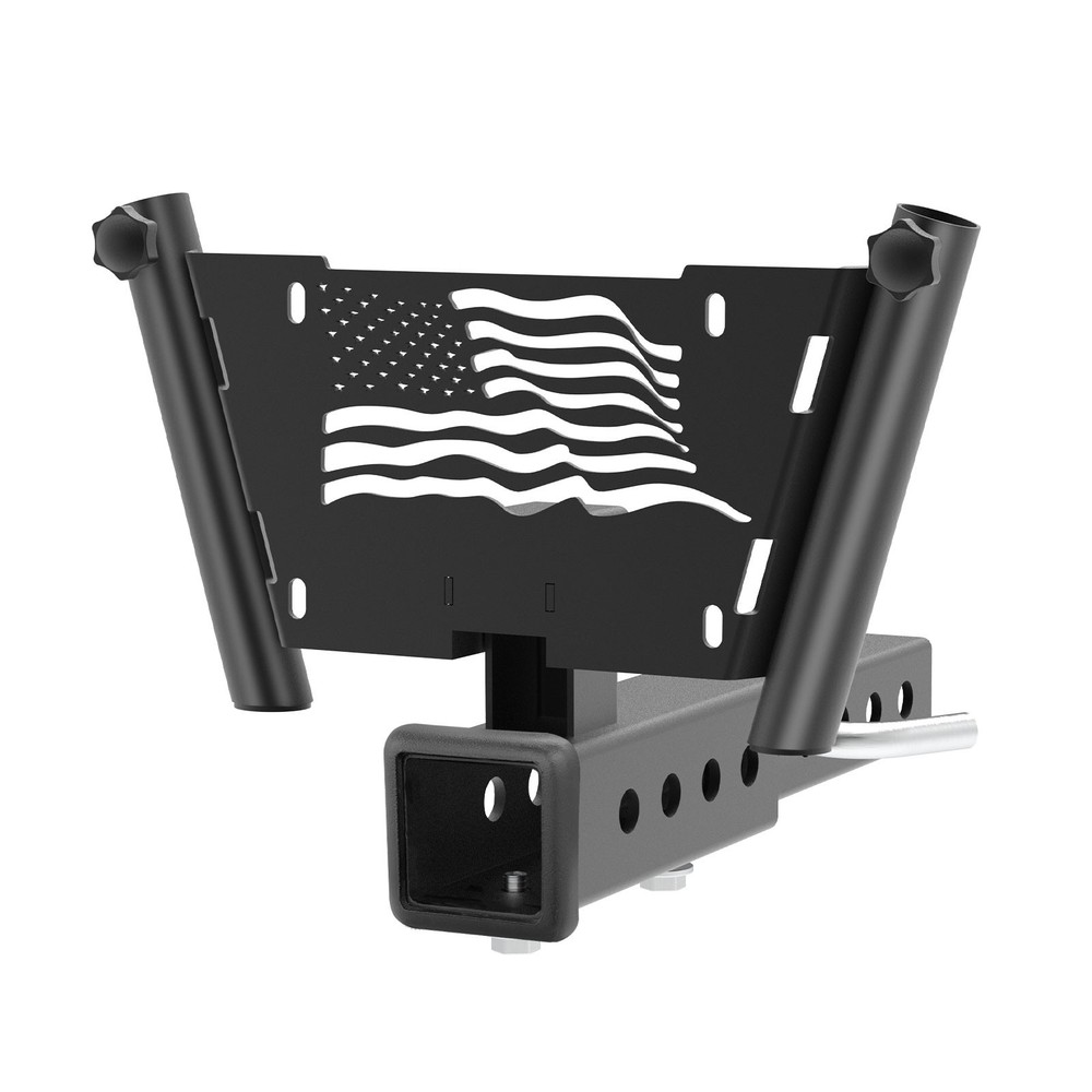 2" Hitch Flag Pole Holder Receiver Adjustable Hitch Mount Dual Flag Pole Holder