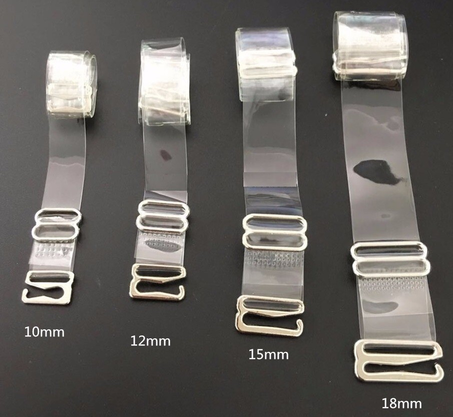 Invisible Clear Elastic Bra Straps Non-Slip Metal Hook Transparent & Adjustable