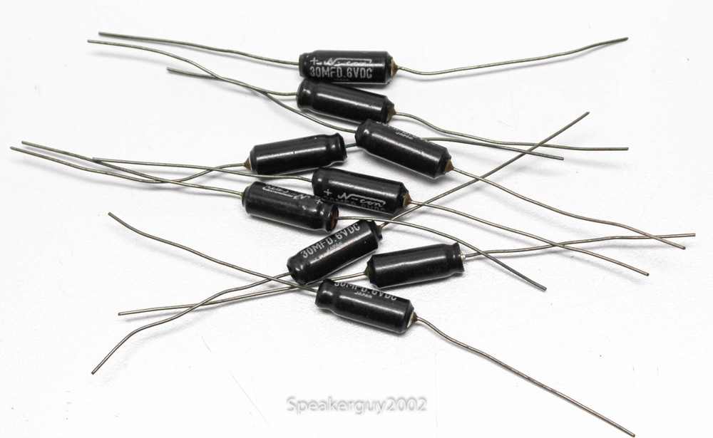 9 Pieces / N-CON Polarized Axial Capacitors / 30 uf  6 VDC  -- C1