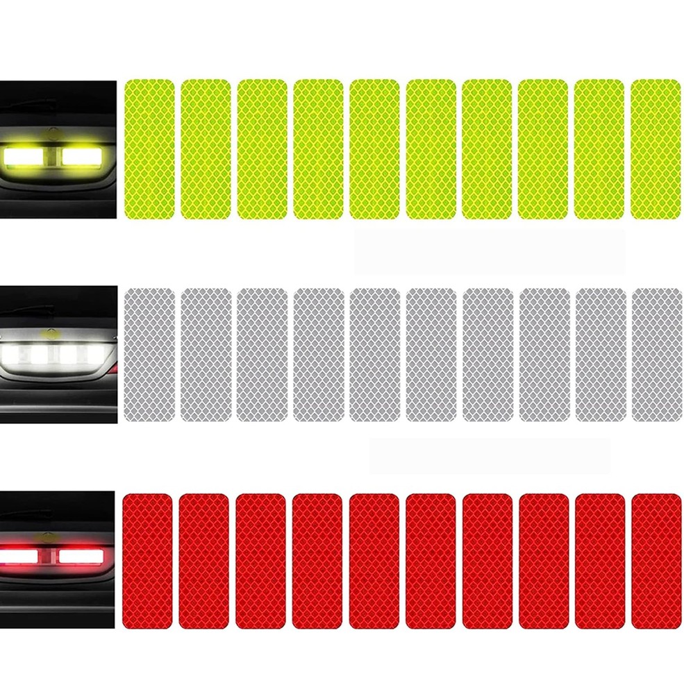 30pcs Reflective Decals Stickers Safety 30pcsyellow+white+red3x8cm