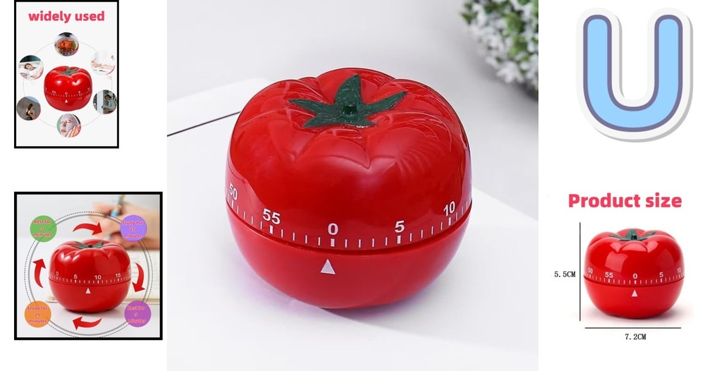 Compact 60-Minute Red Mechanical Kitchen Timer for Cooking and Baking Experience