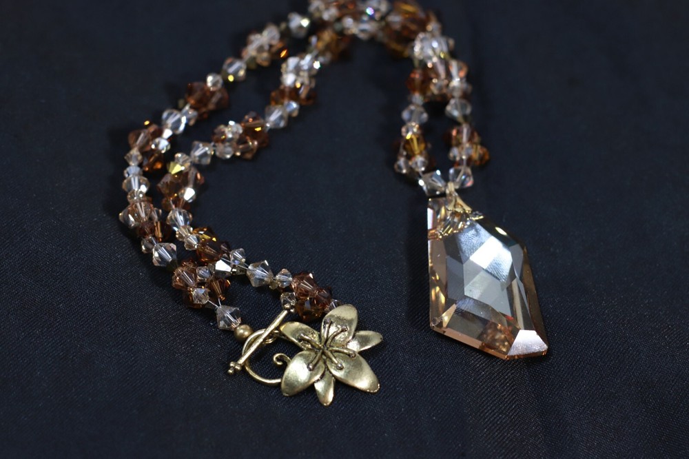 Handmade Topaz Glass Beaded Necklace