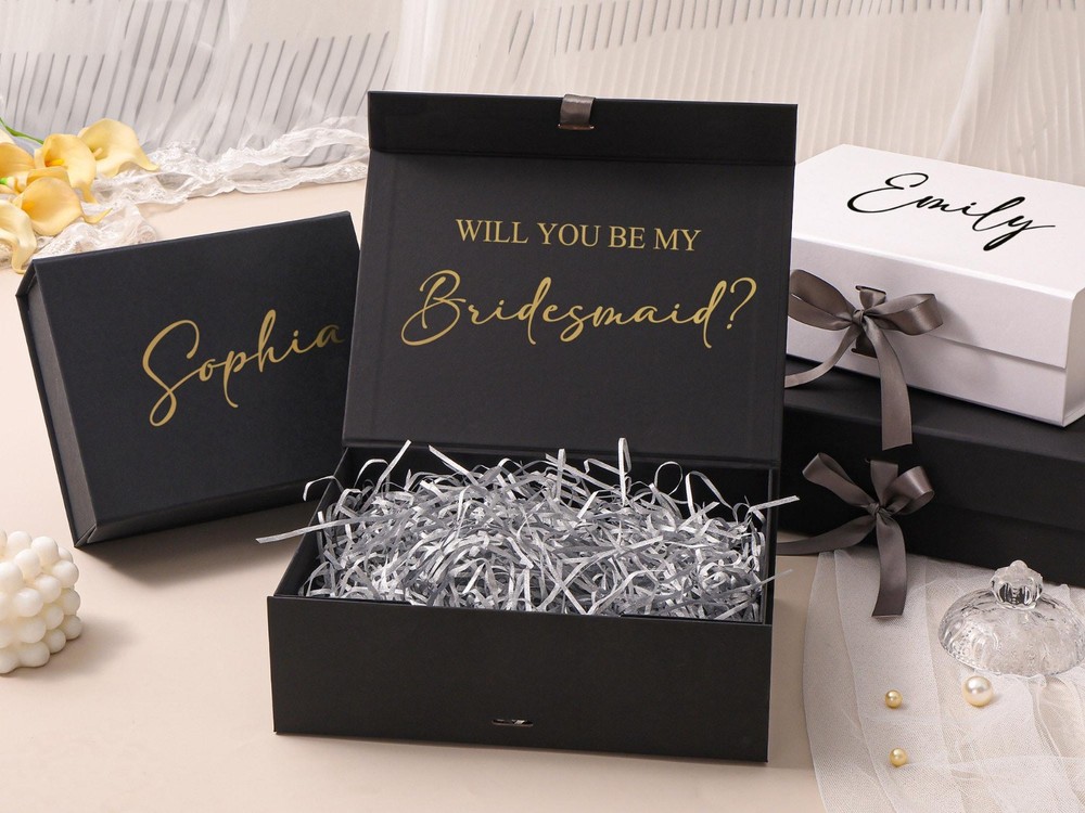Personalized Magnetic Ribbon Box,Custom Name Bridesmaid Proposal gift Box