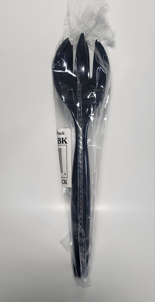 Reusable Plastic Serving Forks 6 Pack Black 10" NEW