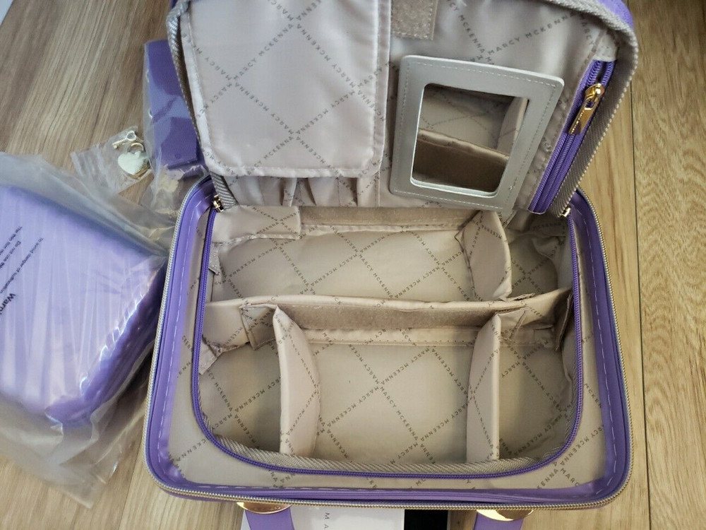 Marcy McKenna Hamptons Beauty Case and Mini Case Bundle 2-pc Set Purple NWT
